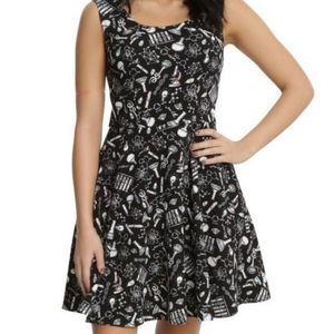 Hot Topic Black Pastel Science Print Fit Flare Dress Sz S/M Skater Goth STEM EUC